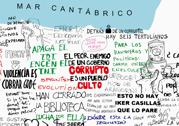 Mapa de España Reivindicativo. Pancarta, manisfestación, 15m. Raül Roncero